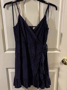 Altar'd State Navy Blue Ruffle Mini Faux Wrap Spaghetti Strap Dress ~ NWT ~ Lg